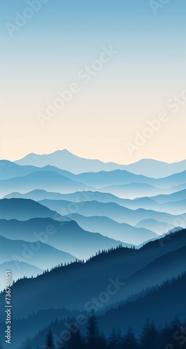 a blue mountains with trees © ion