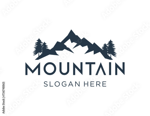 The logo design is about Mountain and was created using the Corel Draw 2018 application with a white background.