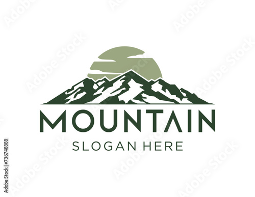 The logo design is about Mountain and was created using the Corel Draw 2018 application with a white background.