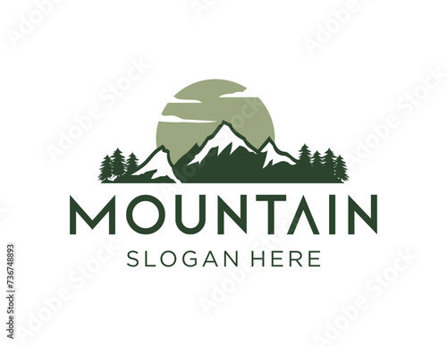 The logo design is about Mountain and was created using the Corel Draw 2018 application with a white background.
