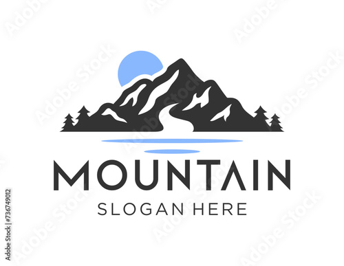 The logo design is about Mountain and was created using the Corel Draw 2018 application with a white background.