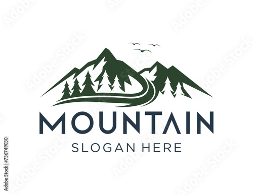 The logo design is about Mountain and was created using the Corel Draw 2018 application with a white background. photo