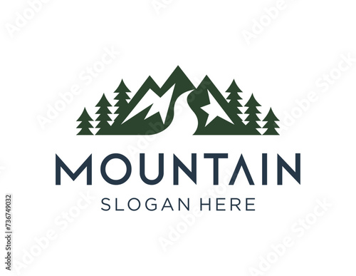 The logo design is about Mountain and was created using the Corel Draw 2018 application with a white background. photo