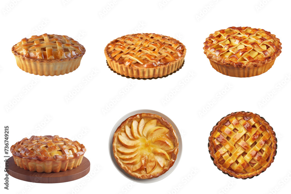 Apple pie isolated transparent set dessert concept for presentation. Apple pie isolated transparent set dessert concept for presentation.