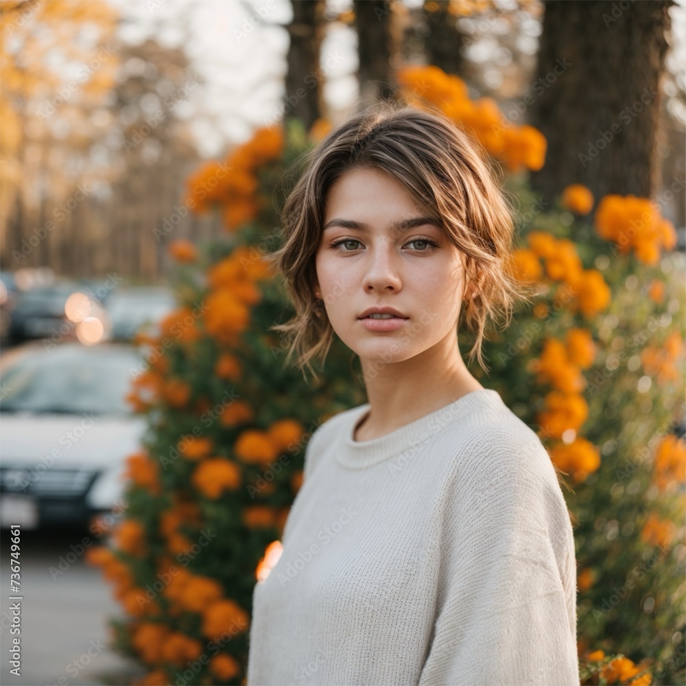 portrait of a woman in autumn park portrait of a woman in autumn park