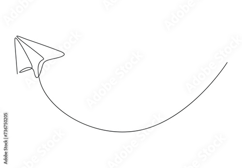 Continuous one line drawing of paper airplane vector illustration. Premium vector