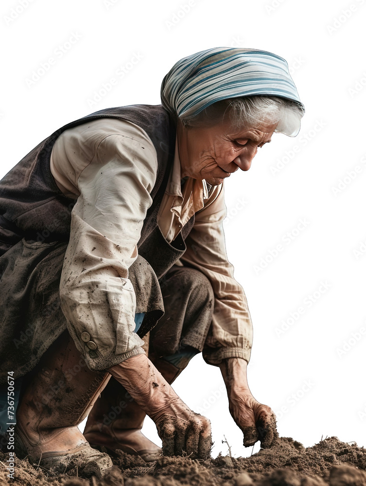 Old Woman Farmer isolated