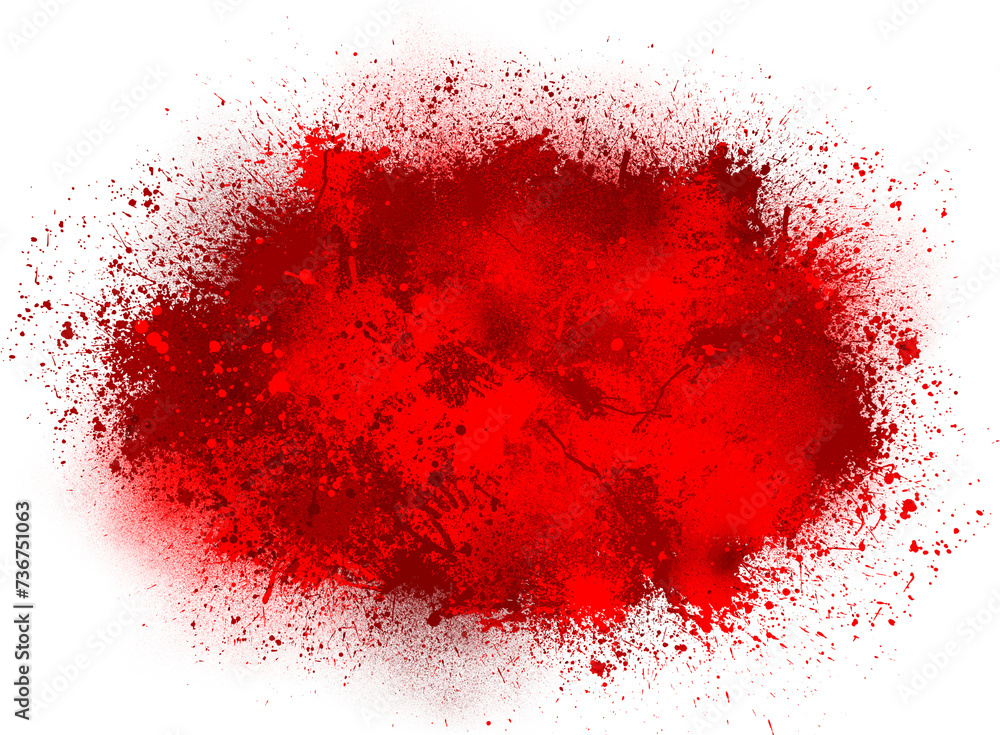 red ink splat effect on transparent background