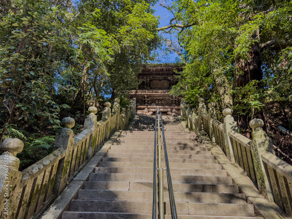 Stairway at Taisanji Temple in Matsuyama, Ehime Prefecture, Japan Stairway at Taisanji Temple in Matsuyama, Ehime Prefecture, Japan