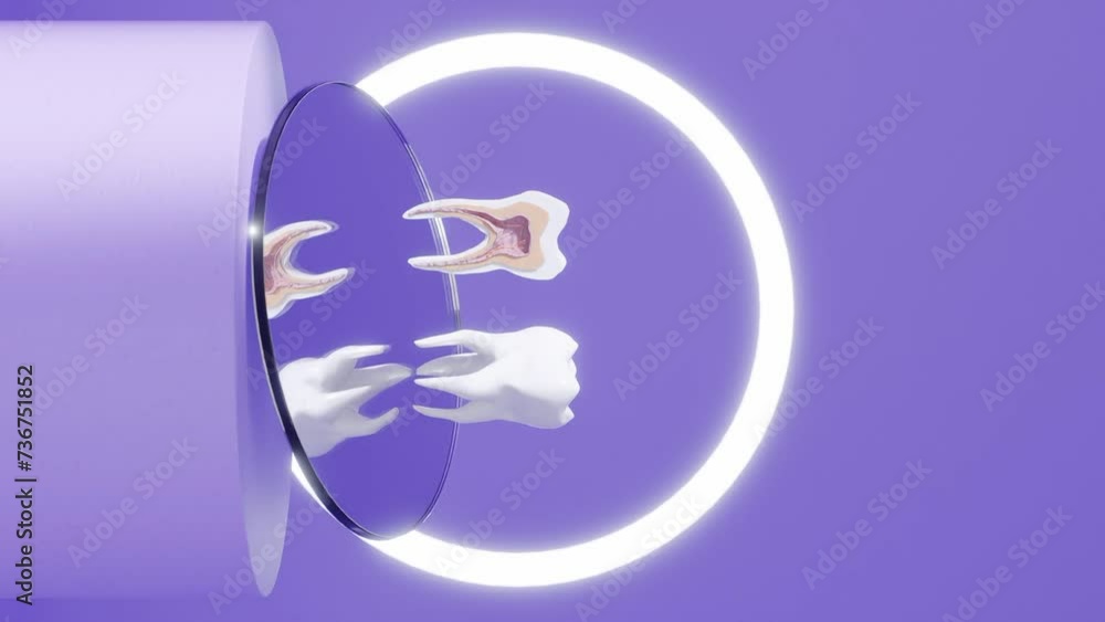 Tooth Malposition Animation Vertical of section molar tooth showing nerves and implants rotate ...