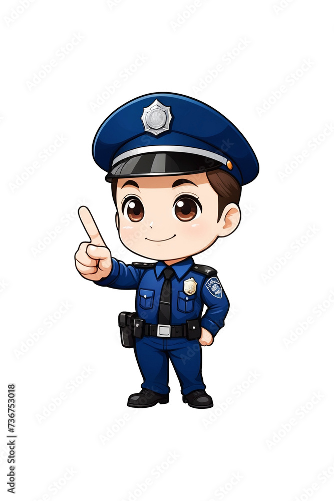 Cute policeman with pointing finger illustration Cute policeman with pointing finger illustration