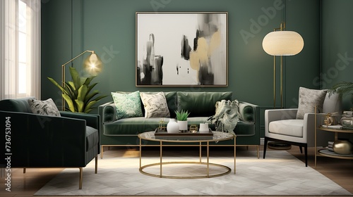 Modern monochromatic living room interior style  © john258