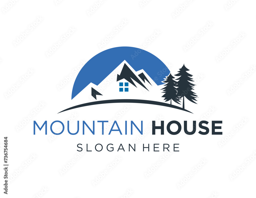 The logo design is about Mountain House and was created using the Corel Draw 2018 application with a white background.