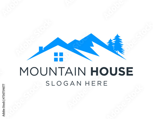 The logo design is about Mountain House and was created using the Corel Draw 2018 application with a white background.