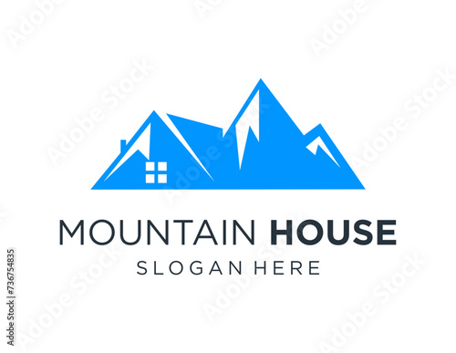 The logo design is about Mountain House and was created using the Corel Draw 2018 application with a white background.