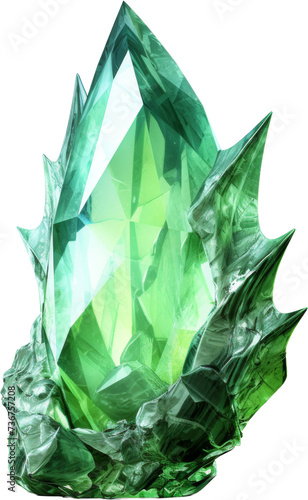 green crystal shape of dragon egg isolated on transparent or white background 