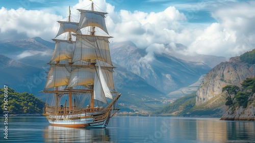 Gorgeous Italian sailing vessel at sea