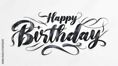Elegant 'Happy Birthday' lettering with sophisticated swirls, perfect for refined birthday wishes. photo