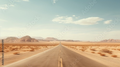 Vast Desert Road Leading to Nowhere in the Middle of Nowhere