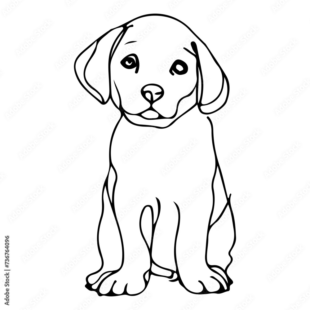 Fototapeta premium sketch line art animal dogs puppy characters hand drawn isolated set. Vector graphic design element illustration