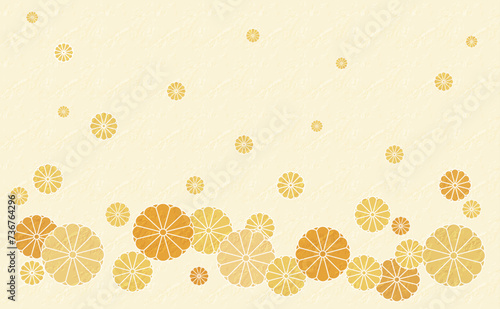 和柄　菊文様のパターンイラスト