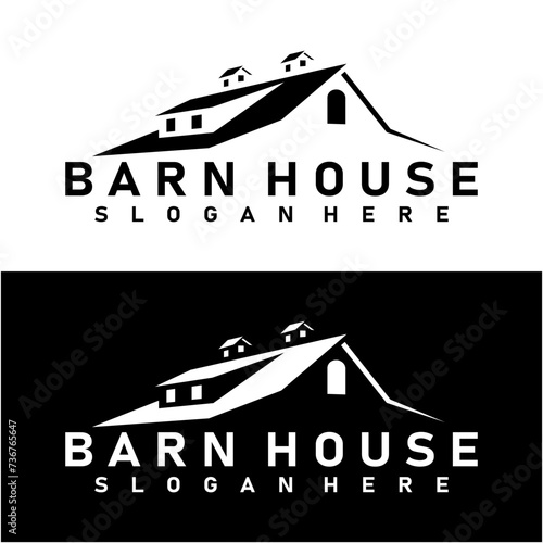 BARN RANCH HOUSE MODERN LOGO DESIGN VECTOR