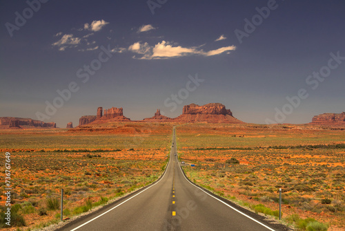 Travelling towards the Monument Valley  Utah  USA