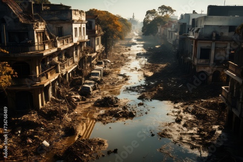 崩壊した都市風景,Generative AI AI画像