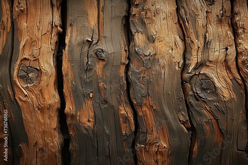 Close view of rich and rugged tree bark texture highlighting natural patterns and color variations