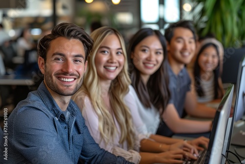 Corporate Business Photography of an Exceptional Customer Service Team, Reflecting Their Dedication and Teamwork, Generative AI