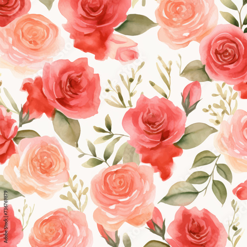 Abstract roses floral seamless pattern. Bright colors, painting on a light background. water color seamless pattern for beauty products or other. © Could
