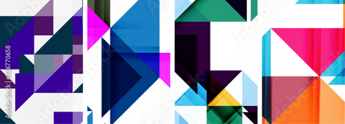 Set of abstract random triangle composition backgrounds. Vector illustration for for wallpaper, business card, cover, poster, banner, brochure, header, website