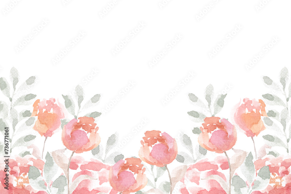 Rose and Tulip Watercolor Flower Background for Wedding Invitation