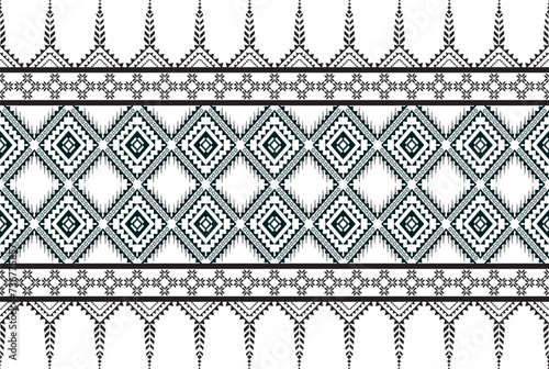 Tribal traditional fabric batik ethnic. ikat seamless pattern leaves geometric repeating Design for wallpaper, wrapping, fashion, carpet, clothing. Black and white