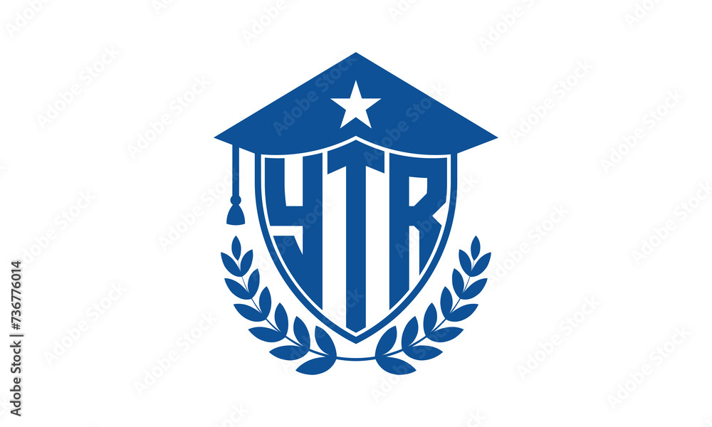 YTR three letter iconic academic logo design vector template. monogram, abstract, school, college, university, graduation cap symbol logo, shield, model, institute, educational, coaching canter, tech YTR three letter iconic academic logo design vector template. monogram, abstract, school, college, university, graduation cap symbol logo, shield, model, institute, educational, coaching canter, tech