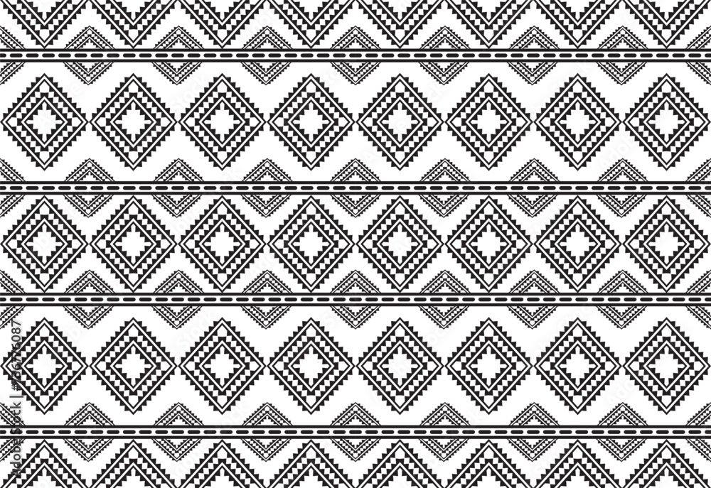 Tribal traditional fabric batik ethnic. ikat seamless pattern leaves geometric repeating Design for wallpaper, wrapping, fashion, carpet, clothing. Black and white Tribal traditional fabric batik ethnic. ikat seamless pattern leaves geometric repeating Design for wallpaper, wrapping, fashion, carpet, clothing. Black and white