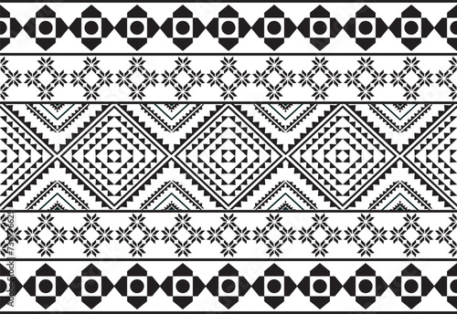 Tribal traditional fabric batik ethnic. ikat seamless pattern geometric repeating. Embroidery, wallpaper, wrapping, fashion, carpet, clothing. Black and white