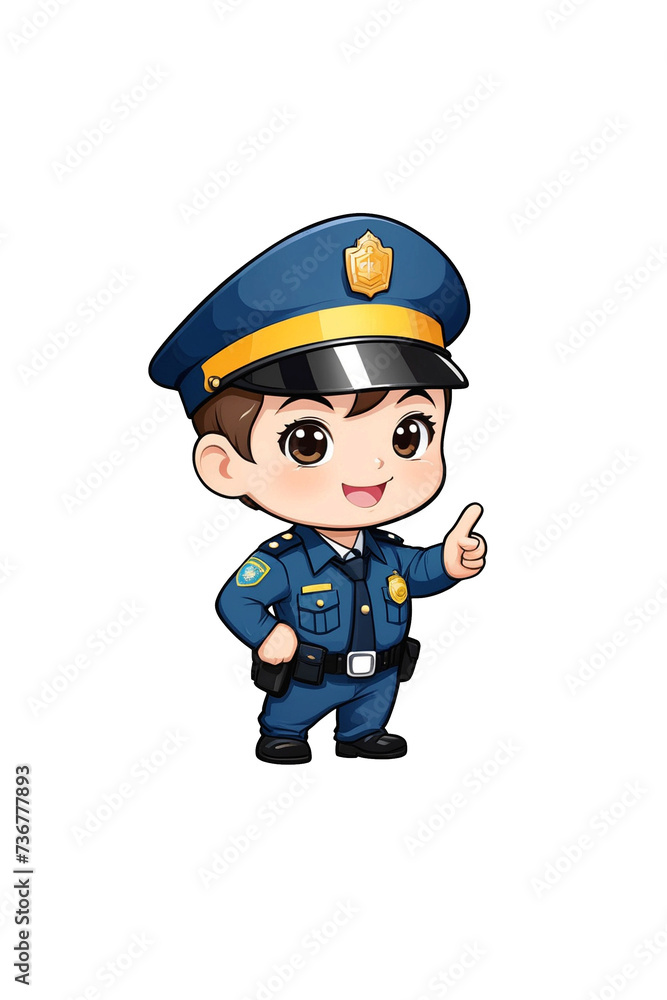 Happy cute policeman illustration