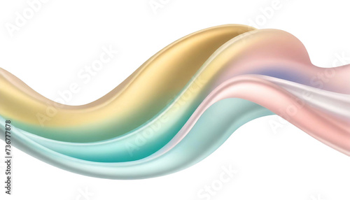 Abstract 3d realistic fullcolor metal shape. Fluid fullcolor wave isolated on white