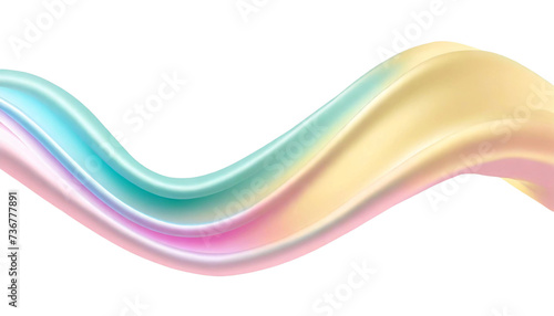 Abstract 3d realistic fullcolor metal shape. Fluid fullcolor wave isolated on white