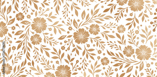 Seamless pattern with decorative flowers golden colors isolated Floral background for Fashionable modern wallpaper or textiles, books cover, Digital interfaces, print designs template materials papers