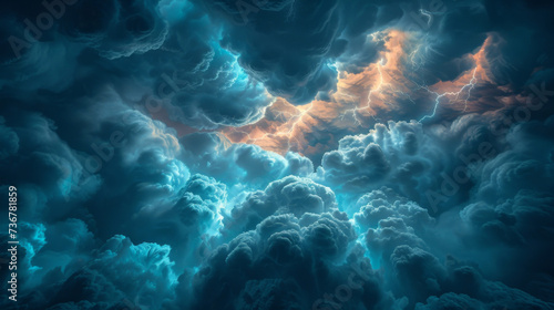 Texture of turbulent dark storm clouds with a hint of lighting flashing within.