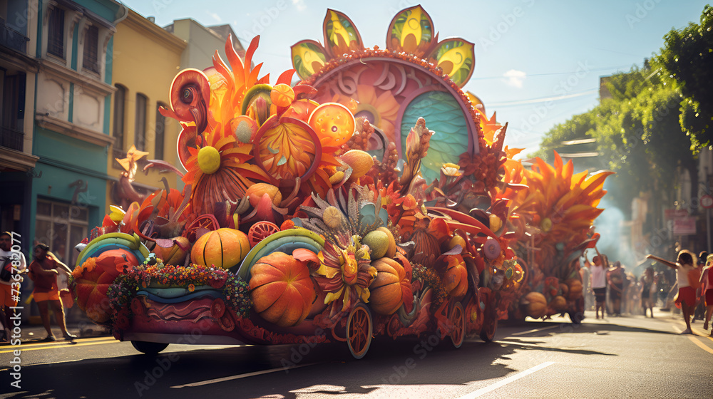 Photo of Dynamic carnival parade with festive - obrazy, fototapety, plakaty 