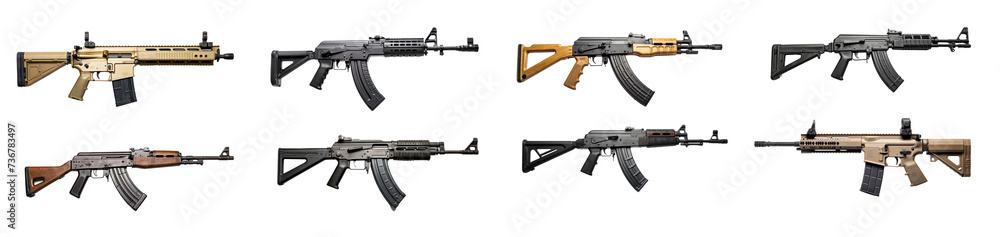 Collection of side view of a Type 56 assault rifle isolated on ...