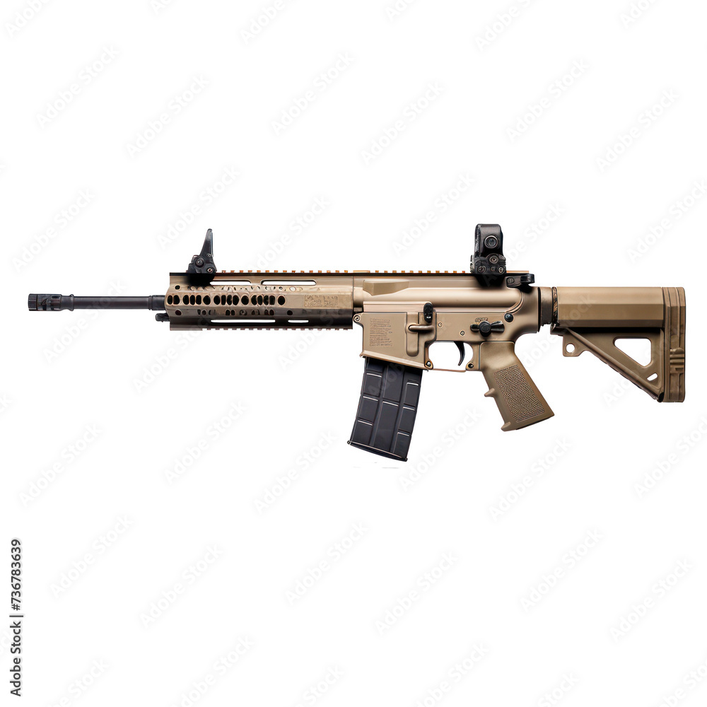 Side view of a FN SCAR assault rifle isolated on transparency background PNG