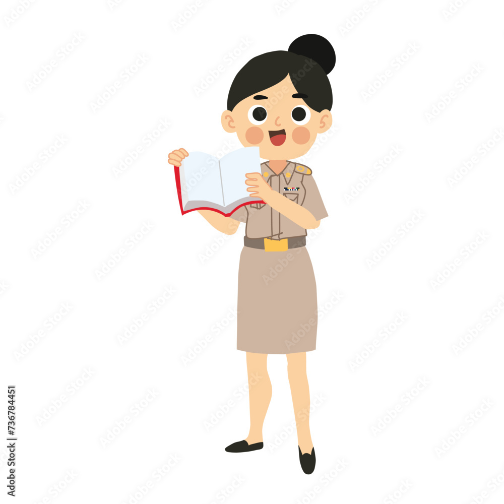 Education concept. Teaching Lesson on Book. Happy Female Thai Teacher Engaged in Reading Book Education concept. Teaching Lesson on Book. Happy Female Thai Teacher Engaged in Reading Book