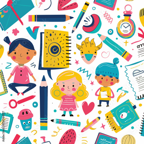 Playful Utensil School Vector Illustration for Kids in a Cartoon Style