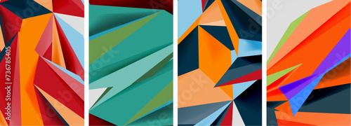 Wallpaper Mural Set of mosaic triangle pattern abstract posters. Vector illustration For Wallpaper, Banner, Background, Card, Book Illustration, landing page Torontodigital.ca