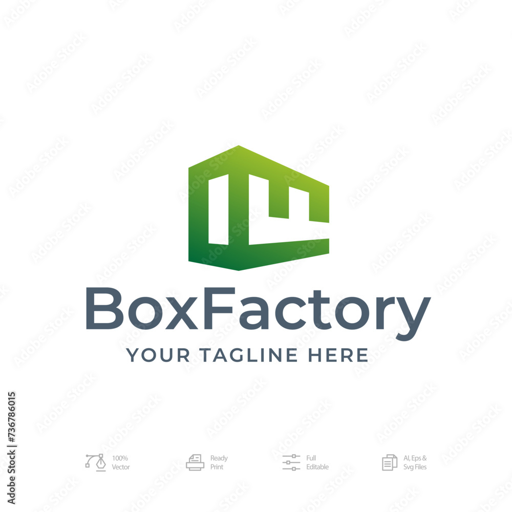 Negative Space Box Factory Logo Icon Design Vector Template Negative Space Box Factory Logo Icon Design Vector Template