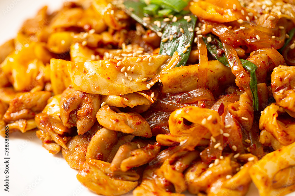 Spicy stir-fried sundae, Korean food Spicy stir-fried sundae, Korean food